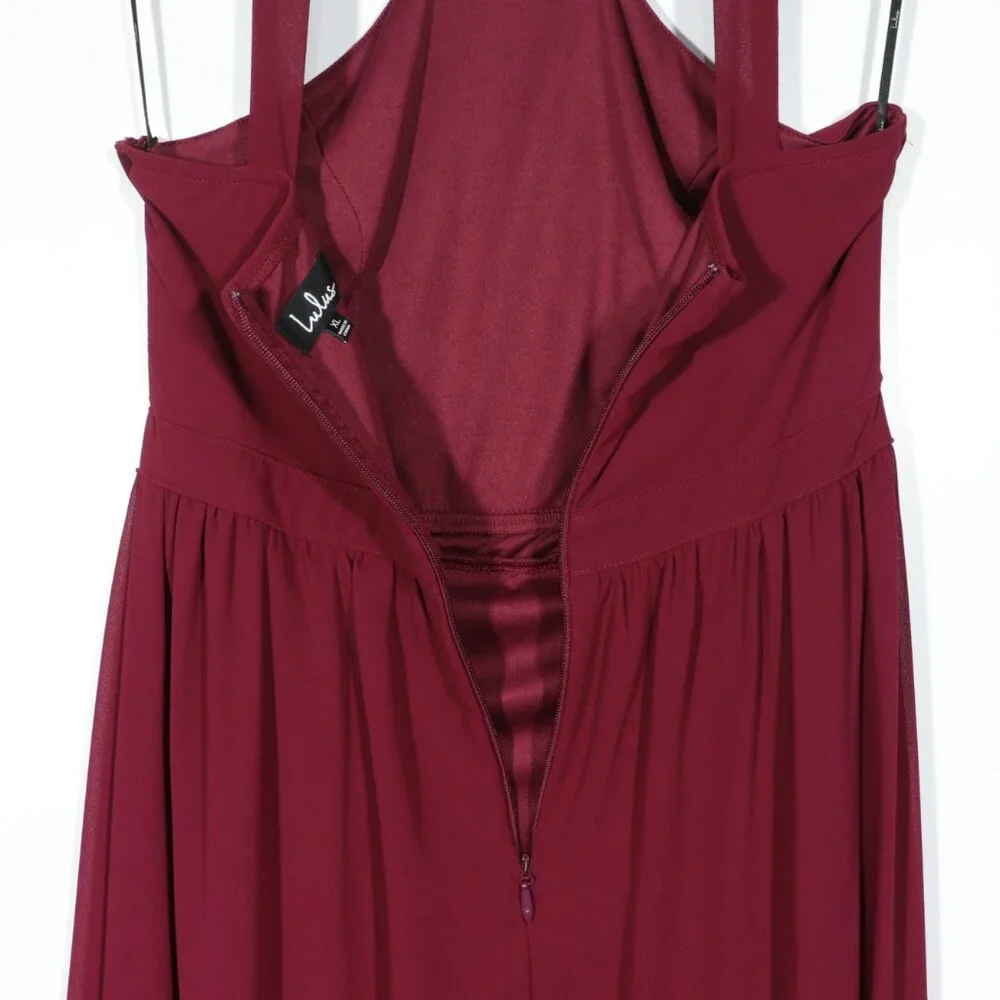 NWOT Lulus Air Of Romance Burgundy Maxi Dress Red Size X-Large - Picture 13 of 16